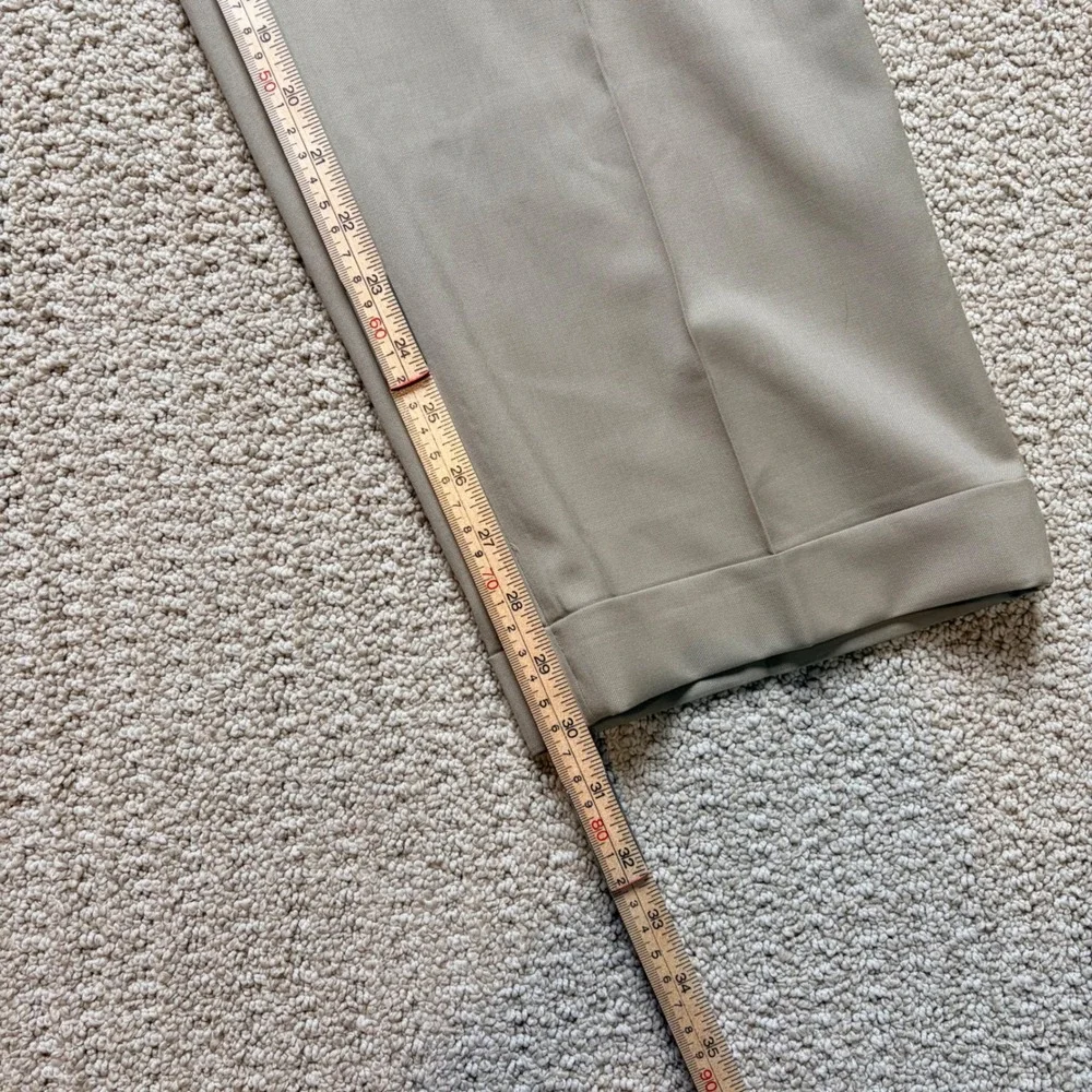Canali Size 36 (33x30) 52 Pleated Pure Wool Dress Pants Tan Cuffed Made in Italy